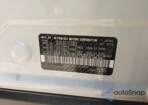 2020 Mitsubishi Eclipse Cross Es 1.5T Awc из США, поврежденный, VIN JA4AT3AA8LZ014629